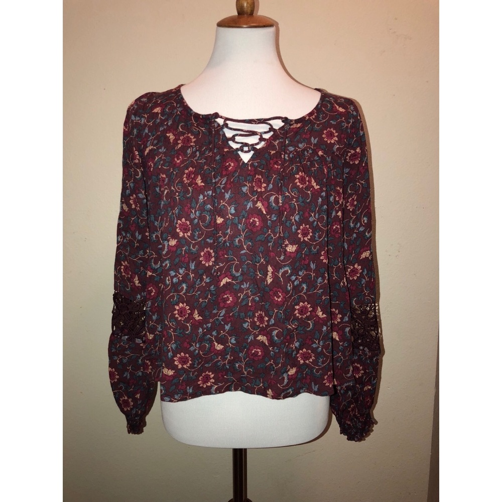 Hollister long sleeve peasant blouse